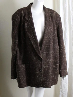 Elizabeth Talla 22 MARRÓN TWEED Preciosa Chaqueta Blazer Clásica Lana Seda 2X 1X Foto 1 de 4