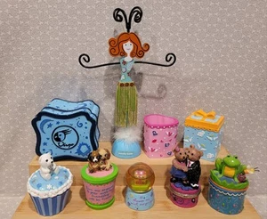 2000s Y2K Claires Present Angel Puppy Trinket Box Jewelry Holder Snow Globe Lot - Picture 1 of 24
