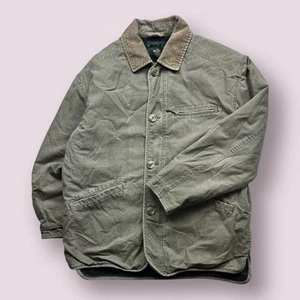 Vintage Men’s J.Crew Oarsman Chore Barn Jacket 90s Green Sz M Blanket Lined - Picture 1 of 9