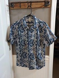 Camisa para hombre Lucky Brand azul hawaiano/crema Ss abotonada para hombre talla M buena condición 😊 - Imagen 1 de 4