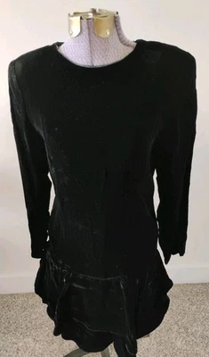 Vestido de cóctel de terciopelo negro de colección para mujer Ricki Lang Nuit años 80 espalda abierta 8/10 usado en excelente estado Foto 1 de 4