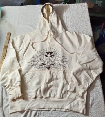 MARC ECKO Corte y Costura XL Sudadera con Capucha Gráfica Pullover Blanco Marrón Borde Y2K tahellanbak Foto 1 de 4