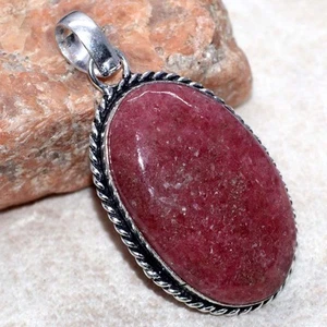 Pink Thulite 925 Silver Plated Handmade Pendant 2.1" Fast-Selling Gift JW - Picture 1 of 3
