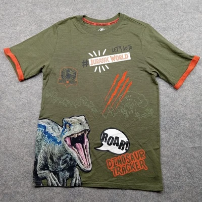 Jurassic World Shirt Boys 2XL Graphic Dinosaur Tracker Roar Raptor Movie Youth - Image 1 of 4