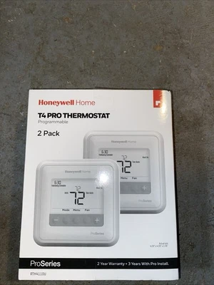 HONEYWELL RTH4110U2000-2PK T4 PRO 5-DAY TO 2-DAY THERMOSTAT 1/HEAT 1/COOL 2-PACK - Image 1 of 2