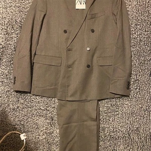 ZARA women’s Double-Breasted Wool Suit Brown Size M 2 Piece - Bild 1 von 15