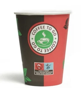 Hartpapier Pappbecher Coffee To Go Kaffeebecher Ø90mm 300ml 0,3l 12 OZ   ... - Bild 1 von 1
