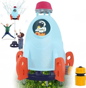 Outdoor Water Sprinkler for Kids & Toddlers Rocket Design Water Powered 9-16ft - Picture 1 of 7