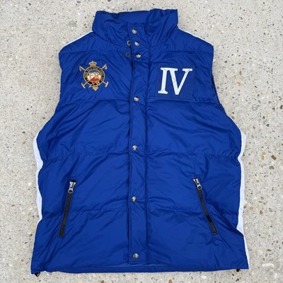 Polo Ralph Lauren Vest Mens Large Blue Down Puffer France IV Rowing Crest RL-IV - Image 1 of 4