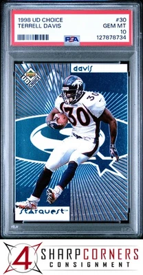 1998 UD CHOICE STARQUEST #30 TERRELL DAVIS HOF POP 1 PSA 10 - Image 1 of 3