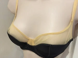 Ex Agent Provocateur Erotic Bra Quarter Cup padded black mix nude mesh Sz 30 D - Picture 1 of 12