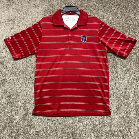 Real Salt Lake Polo Shirt Adult Medium Red Soccer Futbol Breathable MLS Mens Cover
