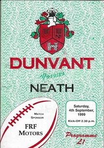 Dunvant v Neath 4 Sep 1999 RUGBY PROGRAMME - Picture 1 of 2