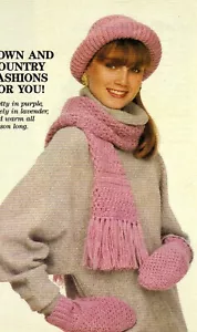 WARM Town & Country Scarf, Cap & Mittens/ Crochet Pattern INSTRUCTIONS ONLY - Picture 1 of 1