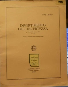 Clarinet & Piano Divertimento Dell’Incertezza by TonyAubin New Out of print - Picture 1 of 3