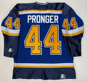 CHRIS PRONGER ST. LOUIS BLUES 1999 MVP STARTER JERSEY LARGE ORIGINAL - Picture 1 of 5