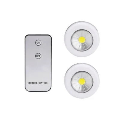 2 FARETTI COB CONTROLLO REMOTO PUNTO LUCE A LED LAMPADA ARMADIO CON TELECOMANDO  - Immagine 1 di 3