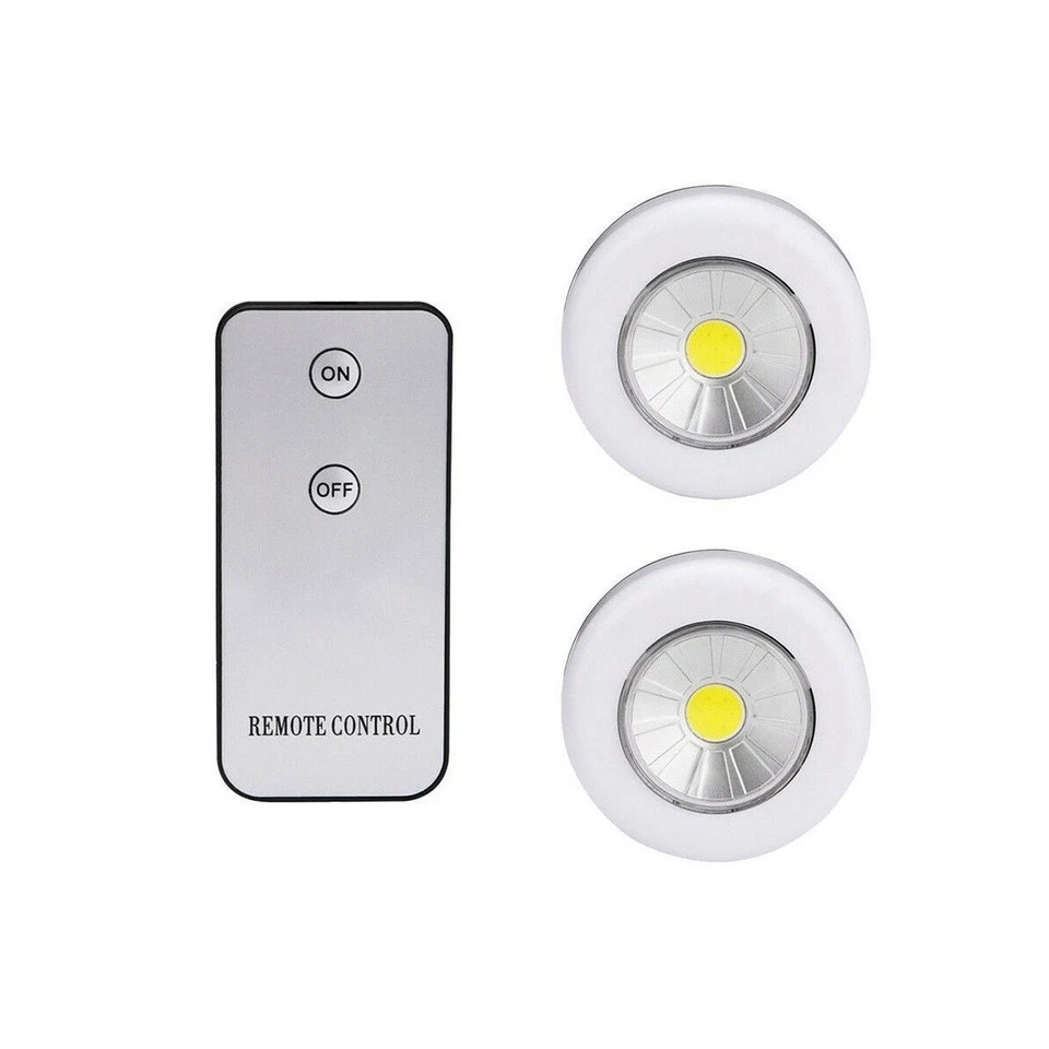2 FARETTI COB CONTROLLO REMOTO PUNTO LUCE A LED LAMPADA ARMADIO CON TELECOMANDO  - Immagine 1 di 3