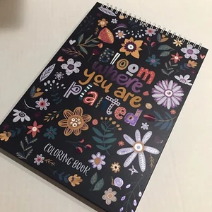 Bloom Where You Are Adult Coloring Blue Floral Coloring Book - Picture 1 of 6