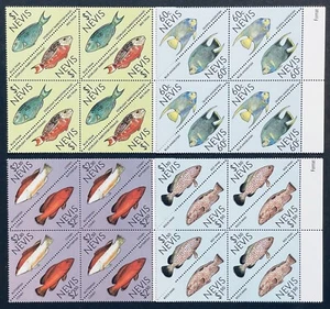 NEVIS FISH BLOCKS OF 4 DIAMOND SHAPED STAMPS MNH 1987 OCEAN WILDLIFE MARINE LIFE - Picture 1 of 2