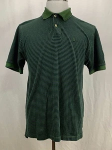 Izod Mens Striped Short Sleeve Polo Shirt Size Medium Green 100% Cotton - Picture 1 of 10