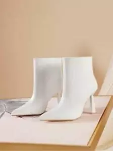 Vivianly Pointed Toe ankle Boots For women Mid calf Stiletto White SIZE 8 - Picture 1 of 1