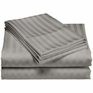 400 Thread Count Satin Stripe Flat Sheet 100% Egyptian Cotton Sateen Bed Sheets