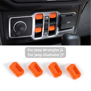 Car Window Lift Switch Button Cover Trim Decor For Jeep Wrangler JL 2018+ Orange - Imagen 1 de 10