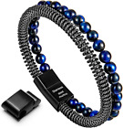 Bracelet homme Murtoo perles bracelet en cuir, chaîne en acier et bracelet en cuir et