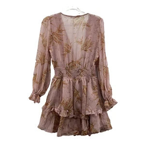 Vestido Saints + Secrets Para Mujer Talla M Rosa Floral Corbata Frontal Con Volantes en Niveles Falda - Imagen 1 de 10