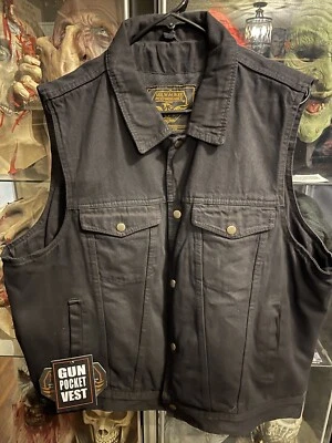Milwaukee Apparel Black Biker Vest 2XL Harley Dyna Gun Pocket Indian - Imagem 1 de 2