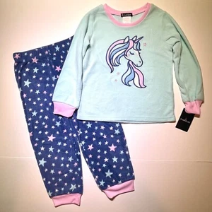 NWT Girls Cuddl Duds UNICORN pajama 2pc fleece set 4/5 XS pastel stars sleep $28 - Picture 1 of 5