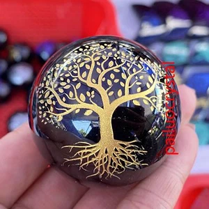 48 mm+ Bola de obsidiana natural cuarzo cristal esfera Reiki gema curativa 1 pieza - Imagen 1 de 4