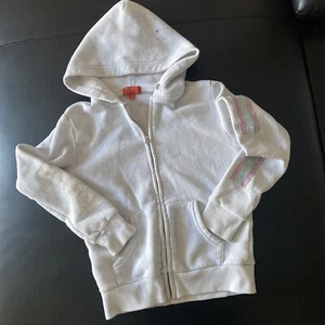 Butter hooded sweatshirt zip sequin pockets girls 6 white electric blue unicorn - Picture 1 of 6