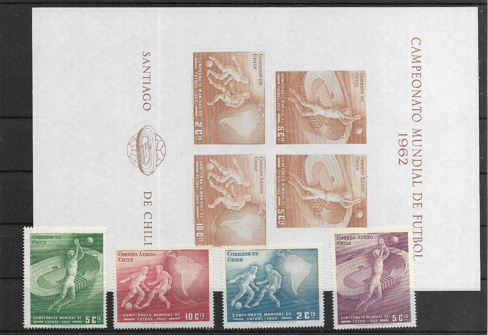 CHILE @  1962 Football World Cup - Chile MS + set  MNH  Nice Priced @Div.10 - Image 1 of 1