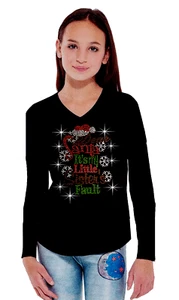Bling Christmas Dear Santa It's My Little Sister Fault, Niña Camiseta Larga 10~12 - Imagen 1 de 1