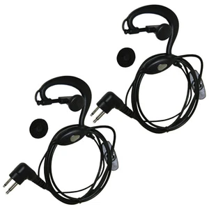 HQRP Set: 2x 2Pin External Ear Loop Hands Free for Motorola Series Radio Devices - Picture 1 of 8