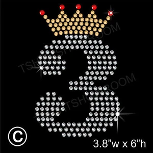 Troisième Anniversaire Strass/strass Transfert Hotfix Motif à repasser sur - Imagen 1 de 2