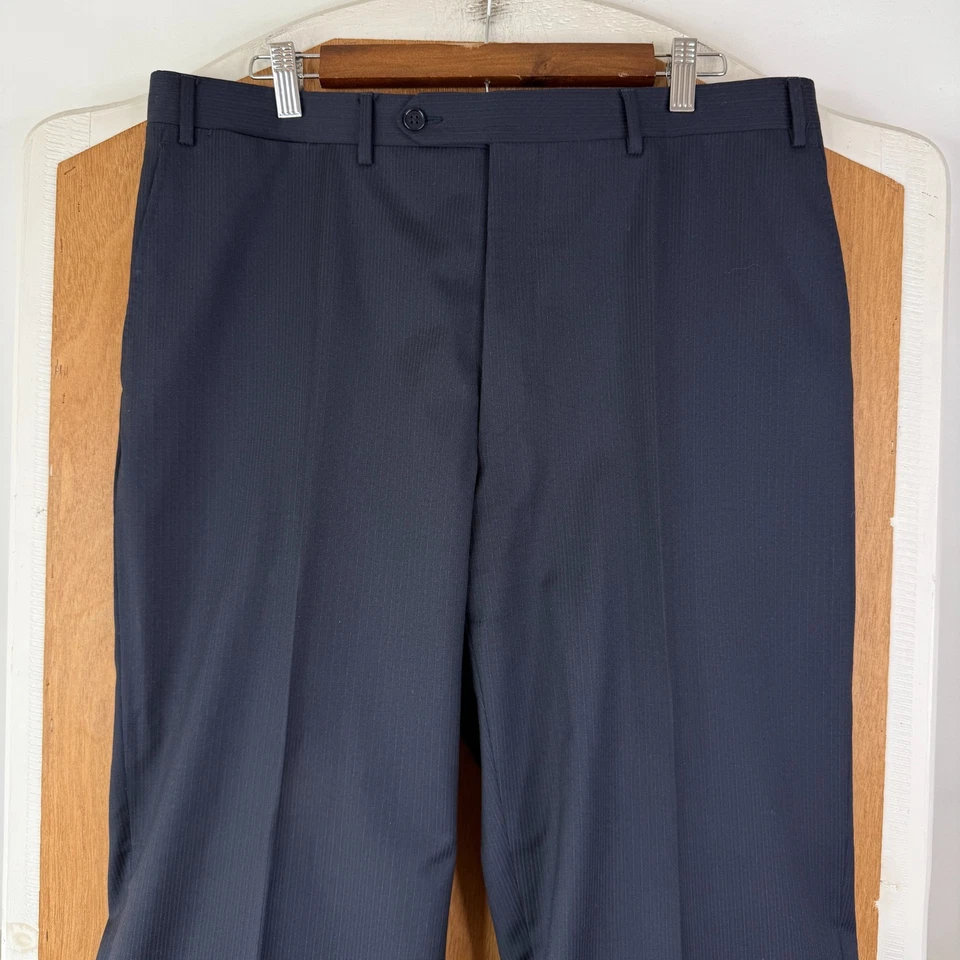 Pantalones Canali Para Hombres 36x30 Azul Marino Rayas Frente Plano Lana Vestido Pantalones Italia Foto 1 de 4