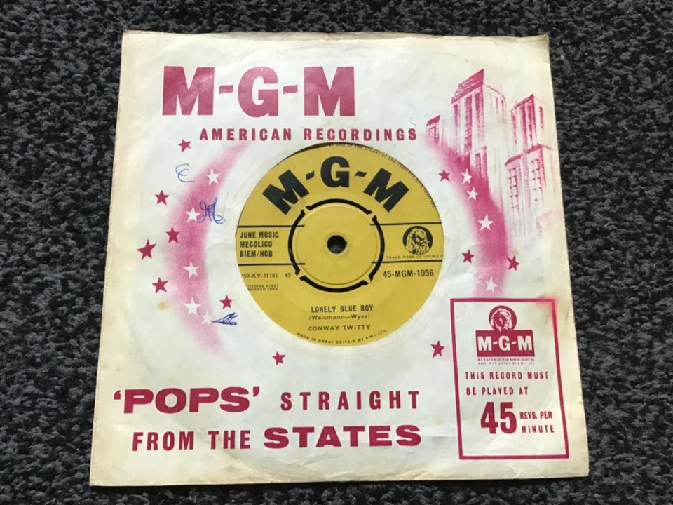 CONWAY TWITTY - LONELY BOY BLUE 1959 UK SINGLE MGM 1056 VERY GOOD+ CONDITION - Image 1 of 4