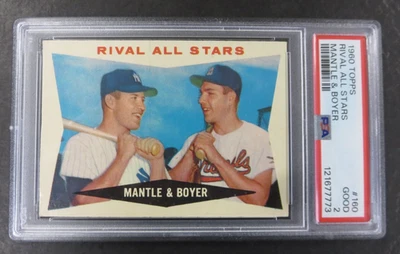 1960 Topps #160 Rival All-Stars Mantle & Boyer PSA 2  FRESH CLEAN SLAB - Image 1 of 3