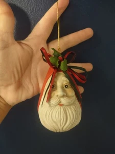 Vintage Weihnachtsmann Christbaumschmuck Keramik handbemalt 3,5" Urlaub - Bild 1 von 5