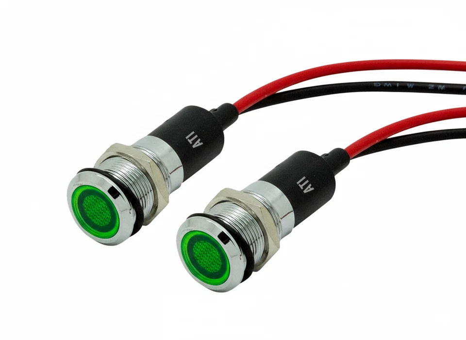 Alpinetech 12mm 220V AC LED Metal Indicator Pilot Dash Light (Pack of 2)