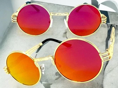 GAFAS DE SOL Para Hombre Clásicas Elegantes Vintage Retro Estilo Steampunk Marco Redondo Dorado Foto 1 de 4