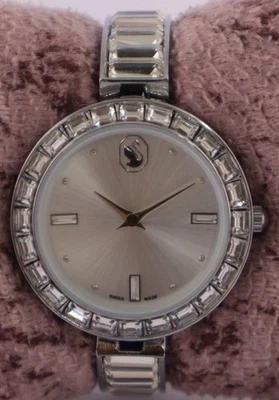 Beautiful Swarovski Silver Dial Quartz Good Working Women Wristwatch Steel Band - Image 1 of 4