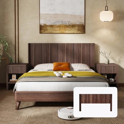 Cabecero de madera tamaño montado en la pared panel estriado ancho cabecero de madera solamente Foto 1 de 4