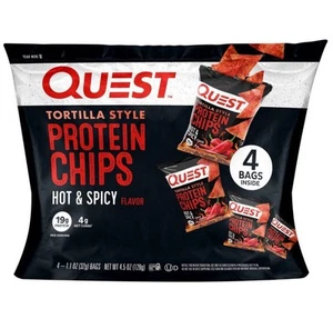 ๐ด New Quest Original Style Tortilla Protein Hot & Spicy Chips 4.5oz (1 Bag) - Picture 1 of 3