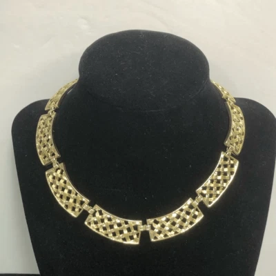 sarah coventry gold tone costume jewelry chunky collar links mob wife - Image 1 of 4