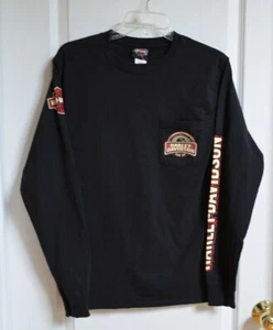 Harley-Davidson Herren Langarm Hemd Orange Bar & Pedometer Schwarz S - Bild 1 von 4