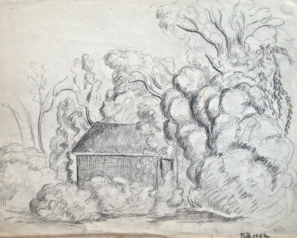 Дороти Итон рисунок (I) дом в пейзаже  - Изображение 1 из 1